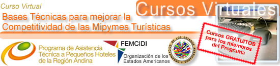 Curso Virtual BASES TECNICAS PARA MEJORAR LA COMPETITIVIDAD DE LAS MIPYMES TURISTICAS - PROGRAMA DE ASISTENCIA TECNICA A PEQUEOS HOTELES DE LA REGION ANDINA