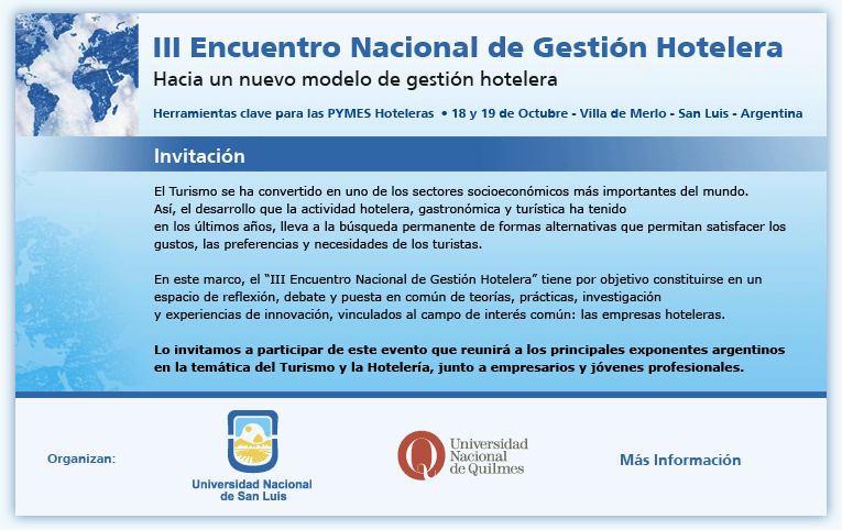 Tercer Encuentro Nacional de Gestin Hotelera - INVIATACION